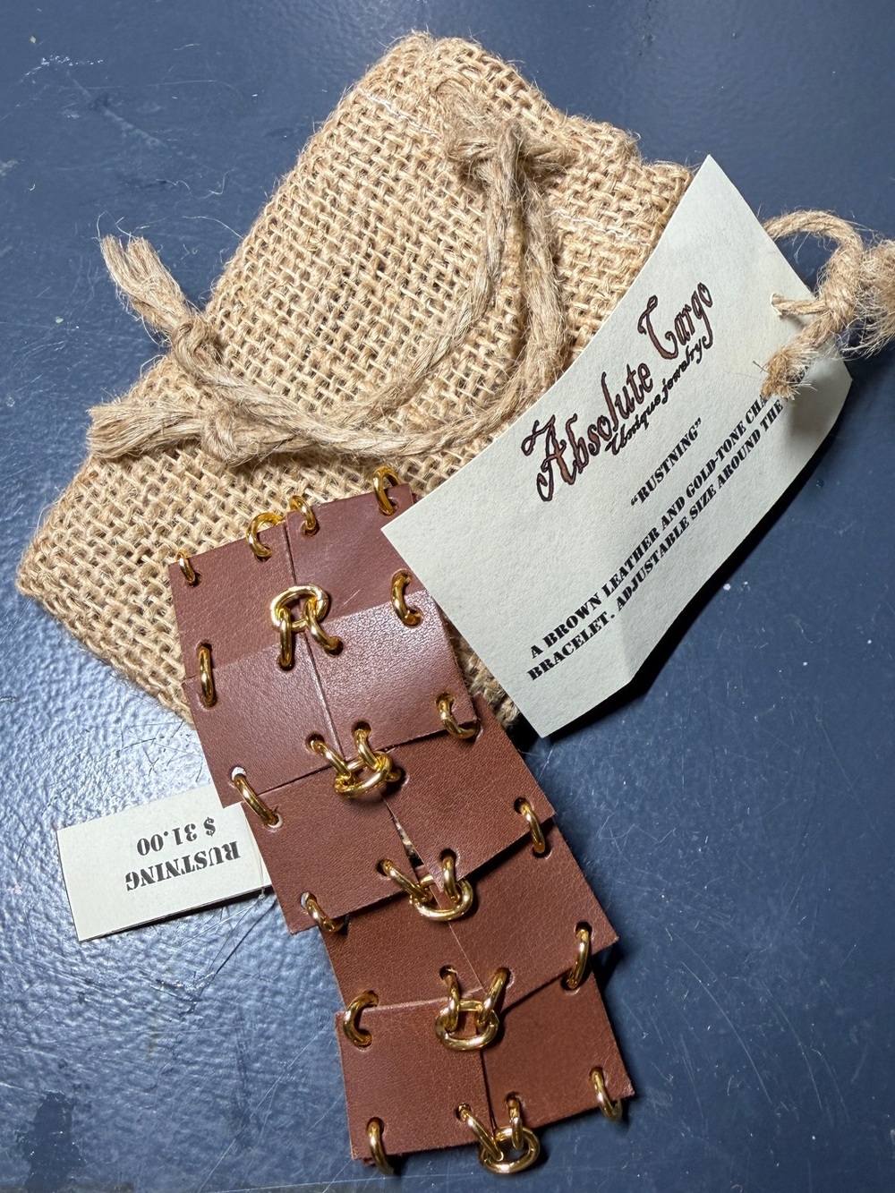 Brown Leather women's Bracelet with Gold Accents
